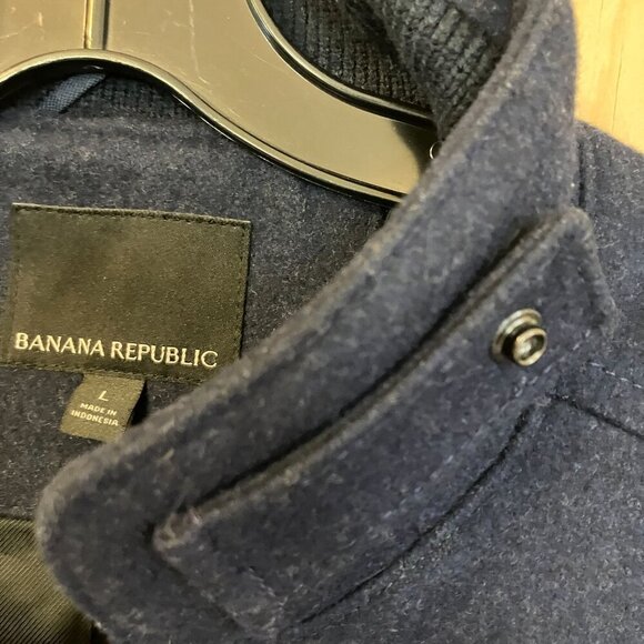 Banana Republic Mens Vintage Y2K Navy Military Peacoat Jacket Large Blue FA EXC - Picture 9 of 12